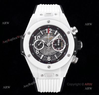 Hublot Big Bang White Rubber Strap Hublot White Ceramic 7750 Movement Swiss Replica Watches 